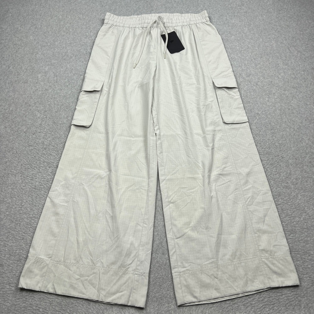 NEW Fabletics Ripstop Cargo Wide Leg Pant Women Large Gray Nylon Relaxed Ripstop
